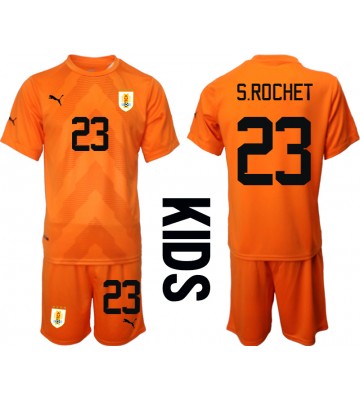 Uruguay Sergio Rochet #23 Målmand Replika Babytøj Udebanesæt Børn VM 2022 Kortærmet (+ Korte bukser)